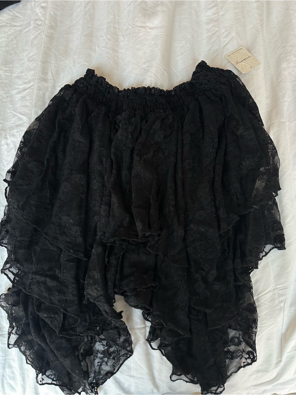 Free People Black Asymmetrical Lace Layered Skirt